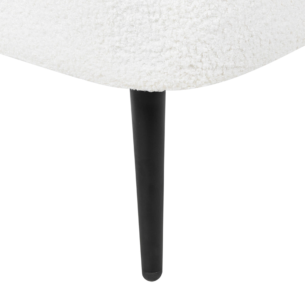 Chaise longue Velluto Bianco Crema Rivestimento Gambe In Metallo nero versione destra