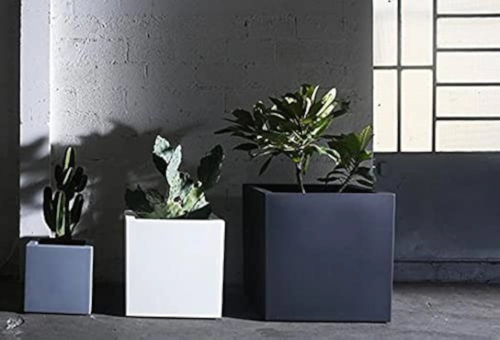 Vaso quadrato Cubo Fenice in resina da 85cm Antracite