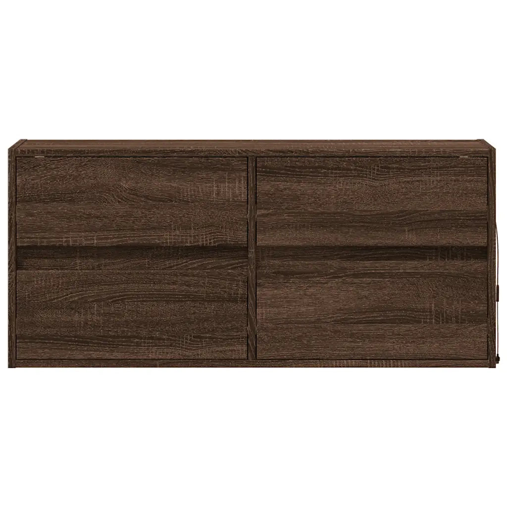 Mobile TV a Parete con Luci LED Rovere Marrone 100x31x45 cm 852298