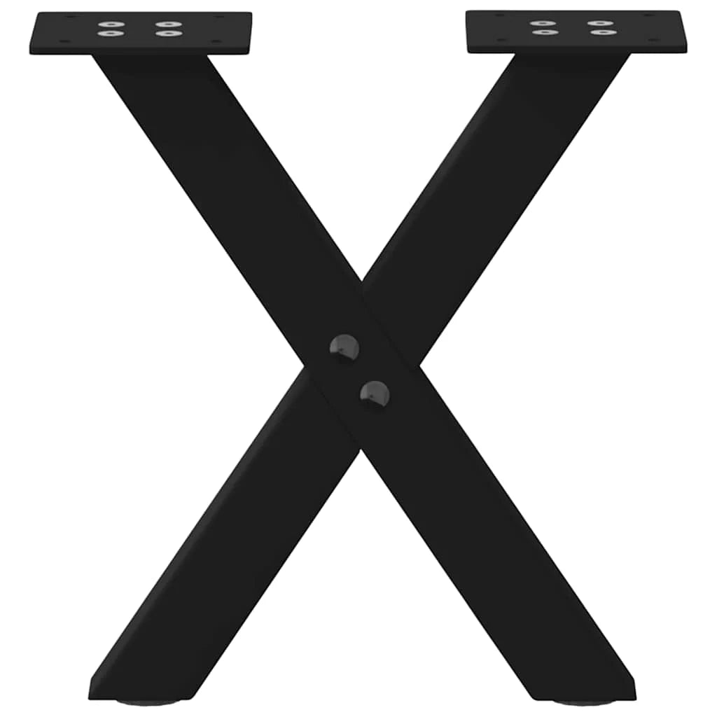 Set di 2 gambe per tavolino da caffè a forma di X con piedini regolabili 37 x 30 cm stile moderno acciaio nero 02_0057147