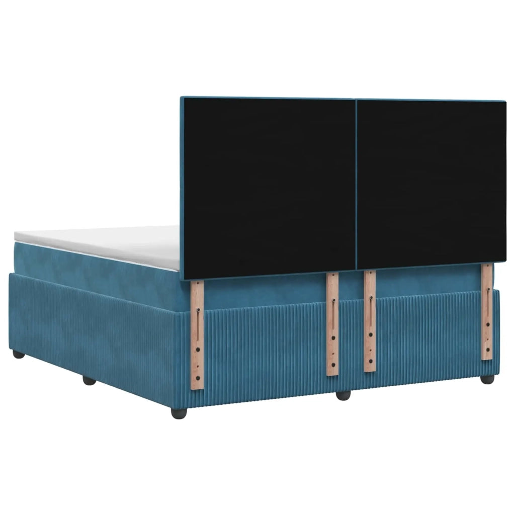 Letto Box Spring LED con Materasso Blu 180 x 200 cm Velluto 3456129