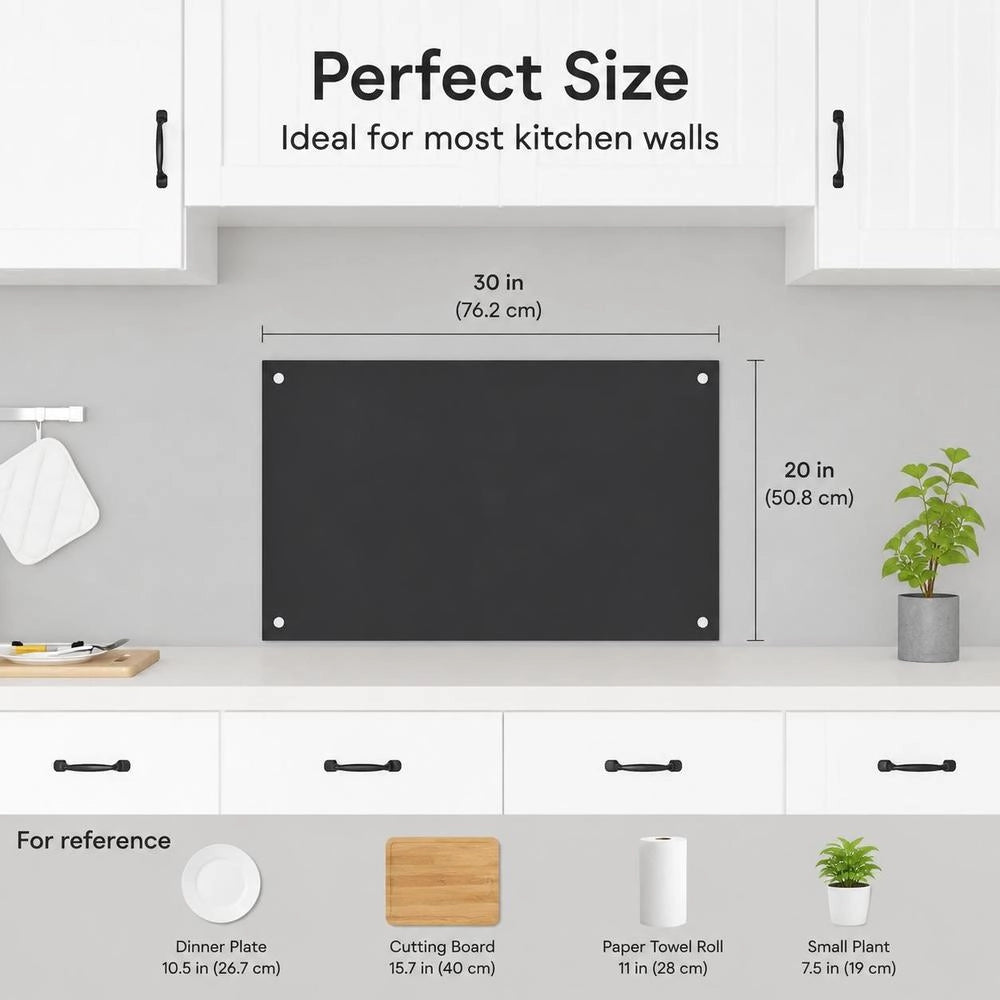 Kitchen Backsplash Black 80x50 Cm Tempered Glass