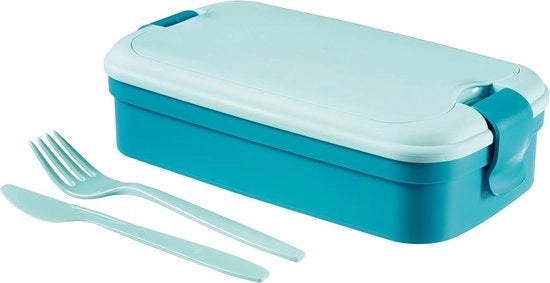 Lunchbox a forma di go inclusivo di set di utensili 23,5 x 13,5 x 6,3 cm in blu, plastico, 23,5 x 13,5 x 6,3 cm