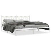 Letto matrimoniale | Letto per adulti | Giroletto con Testiera Metallo Bianco 193x203 cm