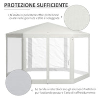 Gazebo da Giardino Esagonale con Doppio Ingresso 3.94x3.94x2.5 m in Metallo e Poliestere Crema