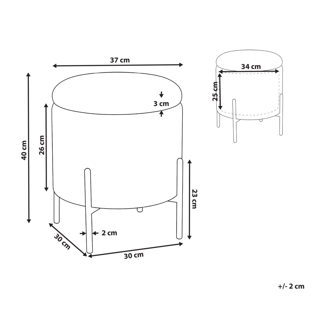 Pouf contenitore con seduta in tessuto velluto e base in legno poggiapiedi rotondo tavolino occasionale marrone