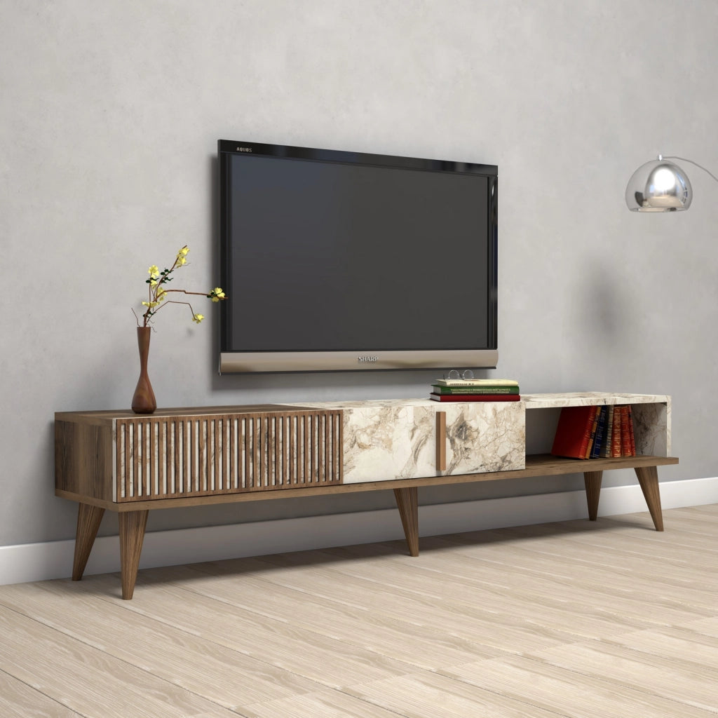 Porta TV in legno "Milan" - 180 x 35 x 40 cm - NoceBianco