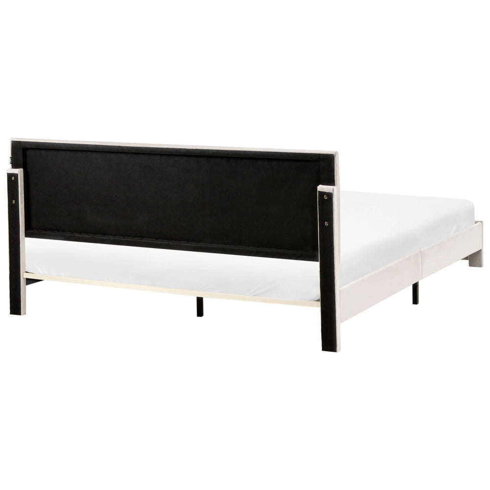 Letto matrimoniale 180 x 200 cm Bianco Sporco Rivestimento in velluto 4ft con cassetti Testiera Base a doghe Moderno