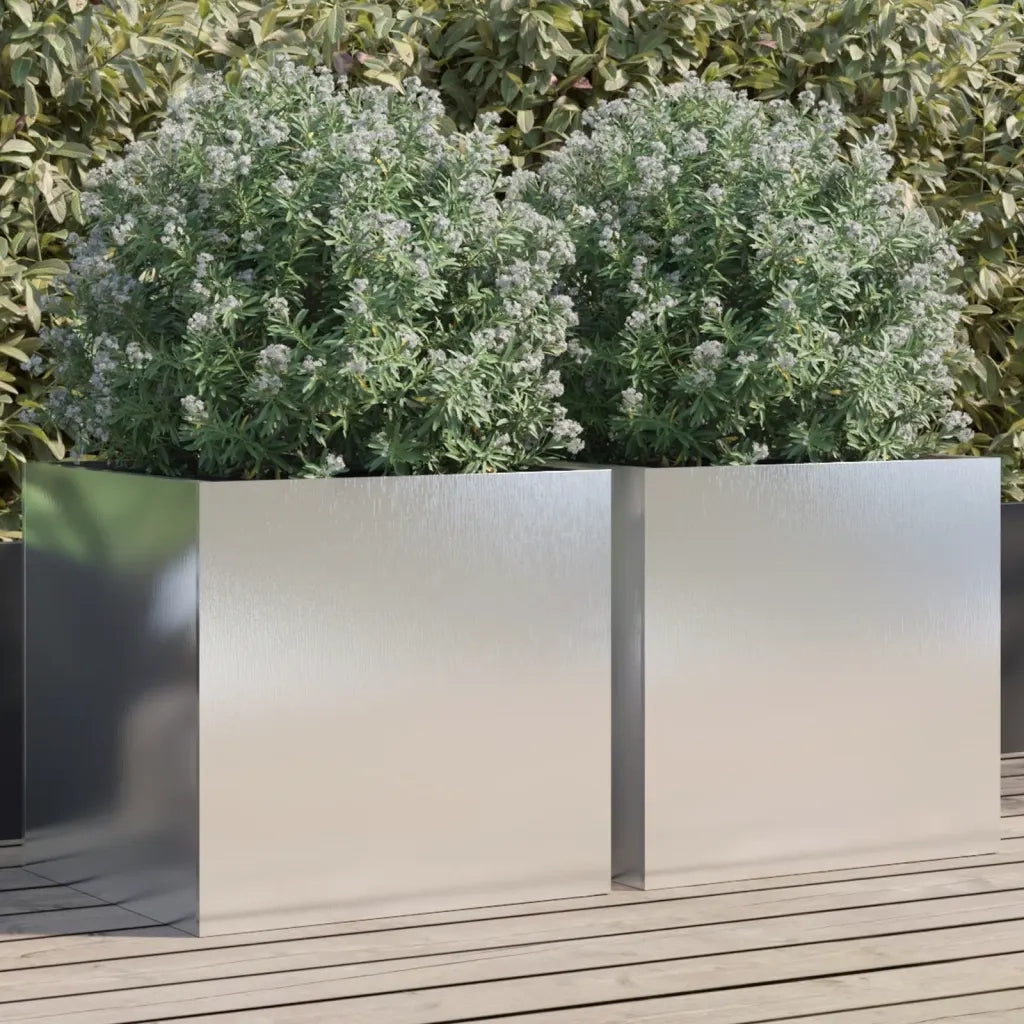Fioriere 2 pz Argento 49x47x46 cm in Acciaio Inox