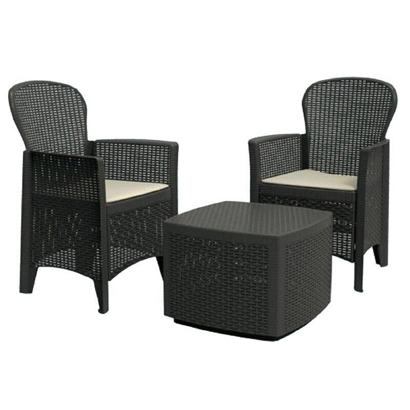 MAURY'S SALOTTINO ALESSIA DA GIARDINO CON CUSCINI 3 PZ ANTRACITE