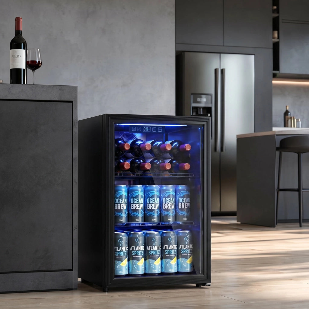 Frigo Bevande 70L 70 Lattine ¨C Zephmum ¨C Nero Porta Vetro Temperato