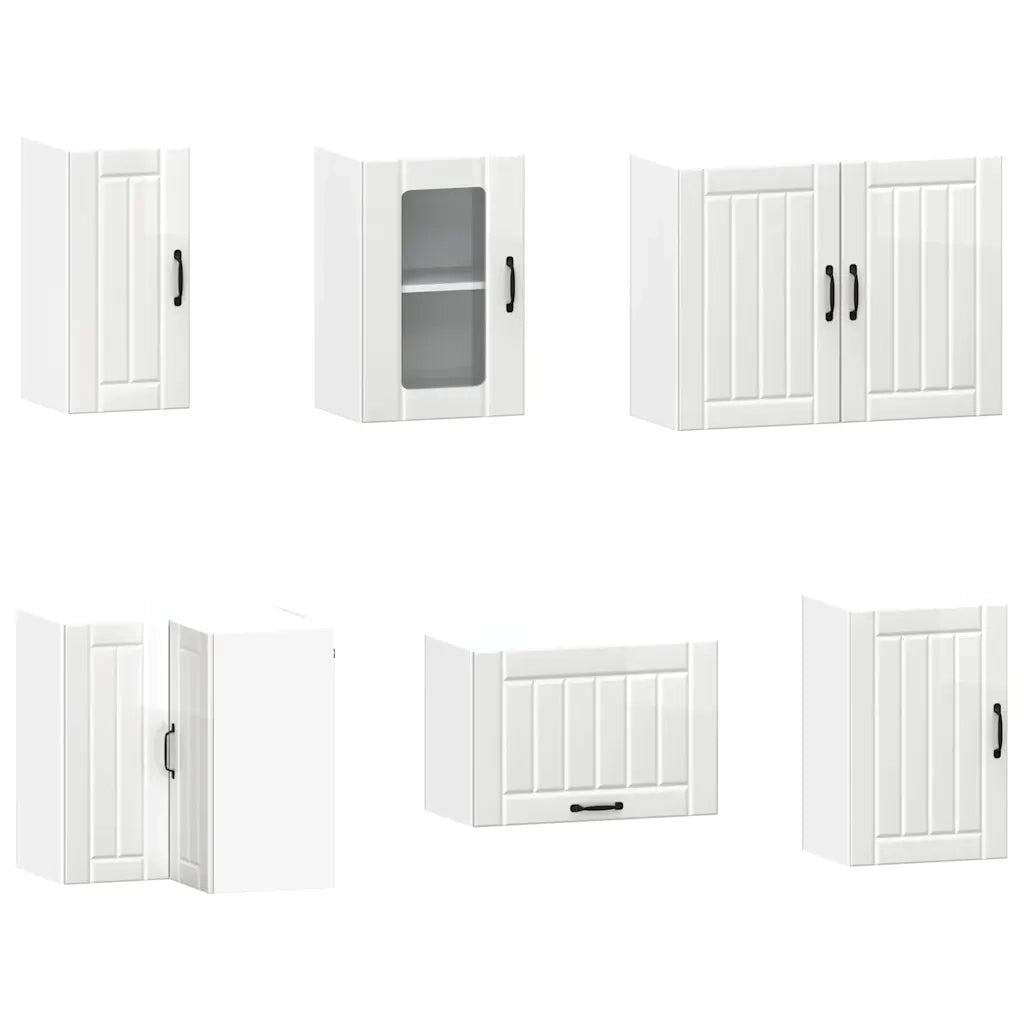 Set Mobili da Cucina 11 pz Kalmar Bianchi Lucido in Truciolato
