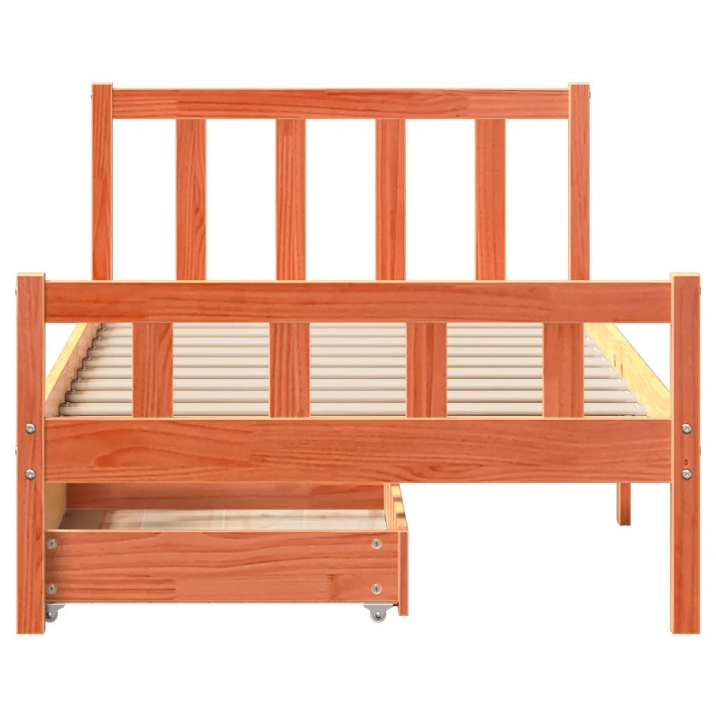 Letto senza Materasso Marrone Cera 75x190 cm in Legno di Pino 3301589