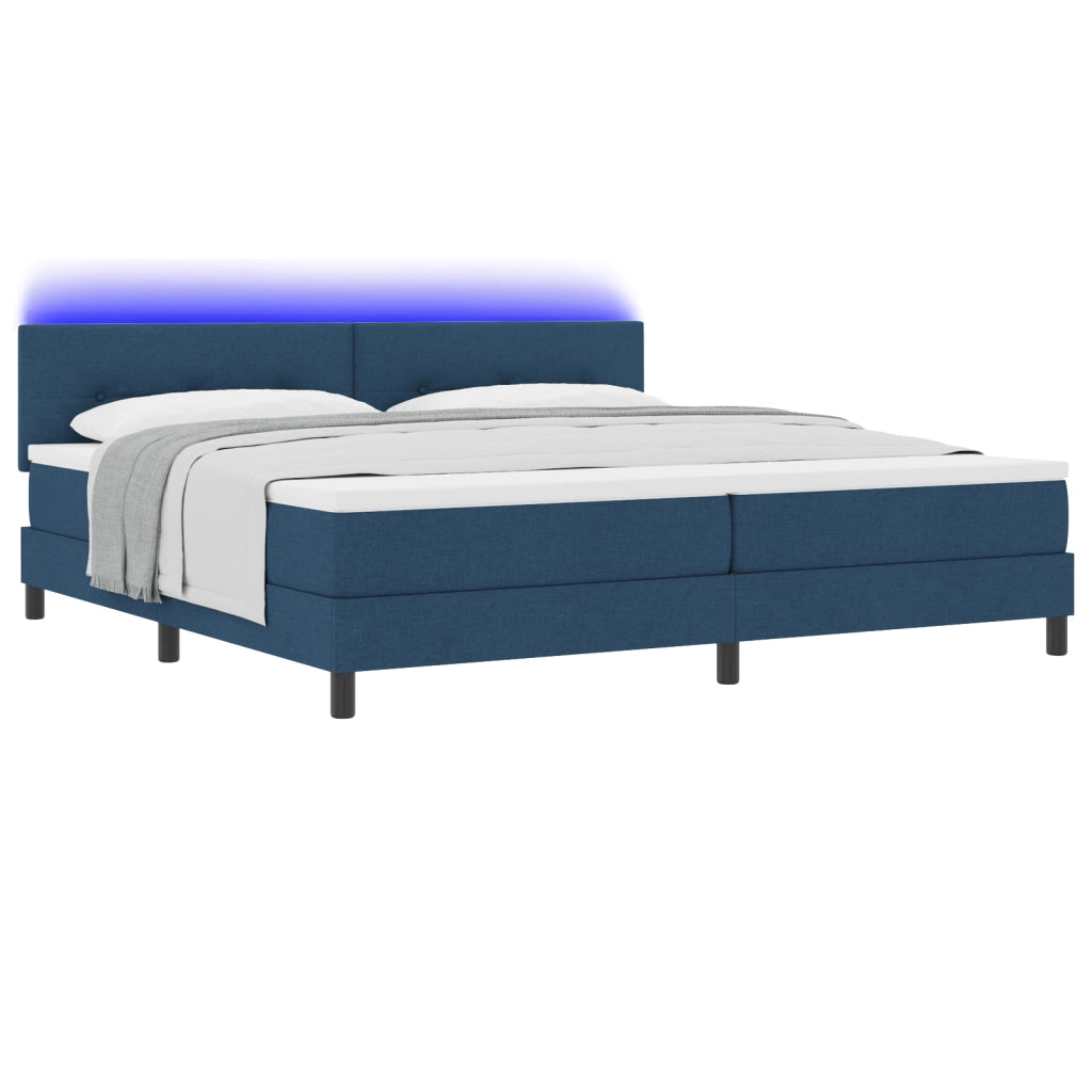 Letto con Box Spring e Materasso & LED Blu 200x200 cm Tessuto