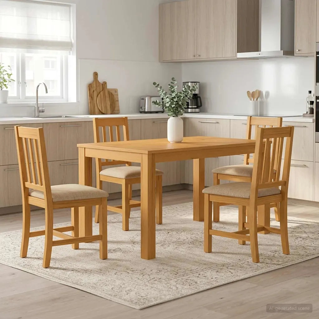 Set da pranzo 5 pz Beige Legno di Quercia Massello 3430348