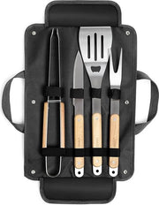 Accessori per barbecue, acciaio inossidabile, set di forchette BBQ di alta qualità, con borsa da trasporto, set di accessori per barbecue perfetto per uomini, con termometro per carne, regalo.