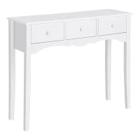 Tavolo Consolle Moderno da Ingresso in MDF con 3 Cassetti, 100x32x85 cm, Bianco