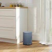 Bidone della spazzatura da 6L a pedale, in metallo, con secchiello interno e coperchio a chiusura morbida, 24,5x21,5x29,5cm, Grigio