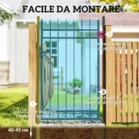 Cancello Giardino a 2 Paletti con Maniglia, Lucchetto e 3 Chiavi, in Acciaio Zincato, 105x204 cm, Nero