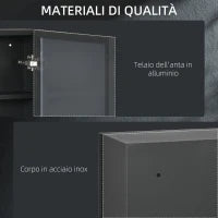 kleankin Specchiera Bagno in Acciaio con Armadietto a 3 Ripiani e Chiusura Ammortizzata, 40x12x60 cm, Nero