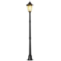 Lampione Solare da Giardino con Luce LED e Sensore di Movimento, Alluminio e Vetro, 22x22x196 cm, Nero