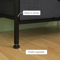 Cassettiera 5 Cassetti Moderna in Tessuto non Tessuto, Acciaio e MDF, 58x30x120 cm, Nera