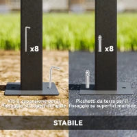 Gazebo da Giardino Estensibile con Ruote e Copertura in Poliestere UPF30+,  3x3 m/3x5.6 m, Grigio