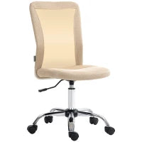 Sedia da Ufficio Ergonomica Regolabile in Altezza, Girevole a 360°, Rivestimento in Tessuto a Rete, Beige