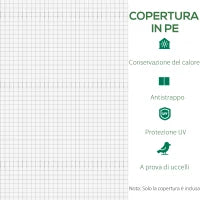 Telo Serra in PE con 6 Finestre, Porta Avvolgibile e Bordi Interrati, 3x2x2 m, Bianco