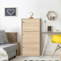 Mobiletto Multiuso con 3 Ripiani in Legno e 3 Antine per Casa, Camera, Soggiorno o Ufficio, 48x34x100cm