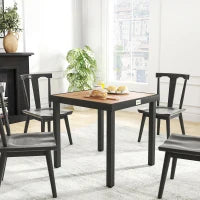 Tavolo da Giardino per 4 Persone in Alluminio e Plastica, Nero e Color Legno