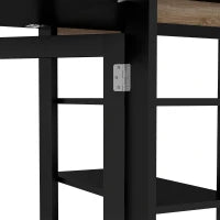 Tavolo da cucina o sala da pranzo pieghevole e rimovibile, 3 mensole, 2 abbattibili, design moderno, 120 x 60 x 75 cm, nero