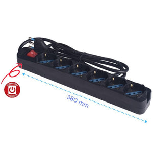 Multipresa 6 posti schuko con interrutore spina 16a colore nero