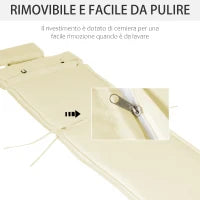 Cuscino Per Sdraio Lettino Prendisole Da Giardino 198x53x5cm Bianco Crema