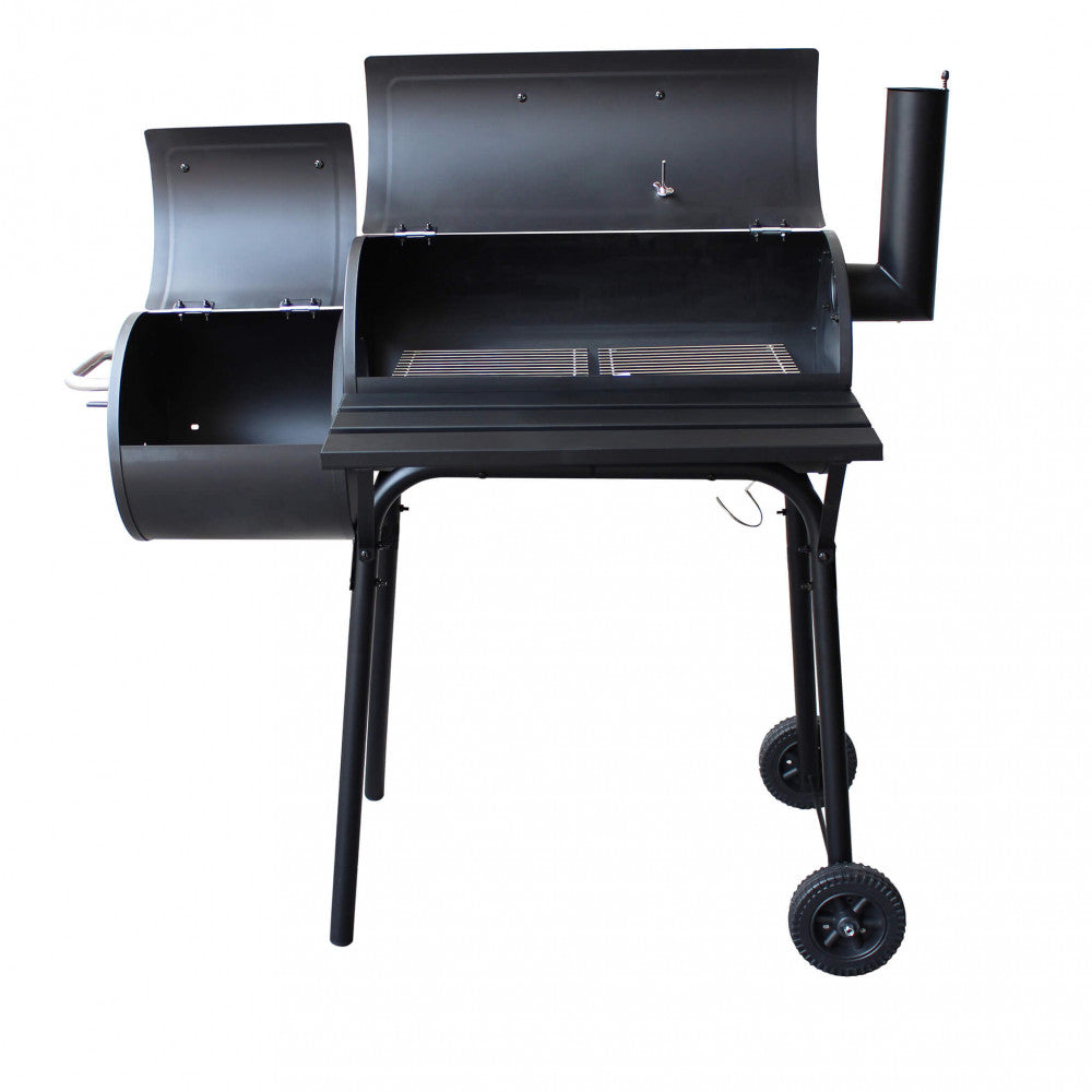 Barbecue A Carbonella Con Affumicatore Acciaio Verniciato Nero 110X64X113,5 H Cm