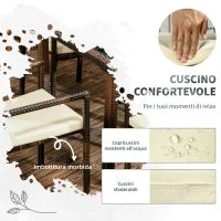 Set da Esterni in Rattan PE con Tavolo e 4 Sedie con Cuscini, Marrone
