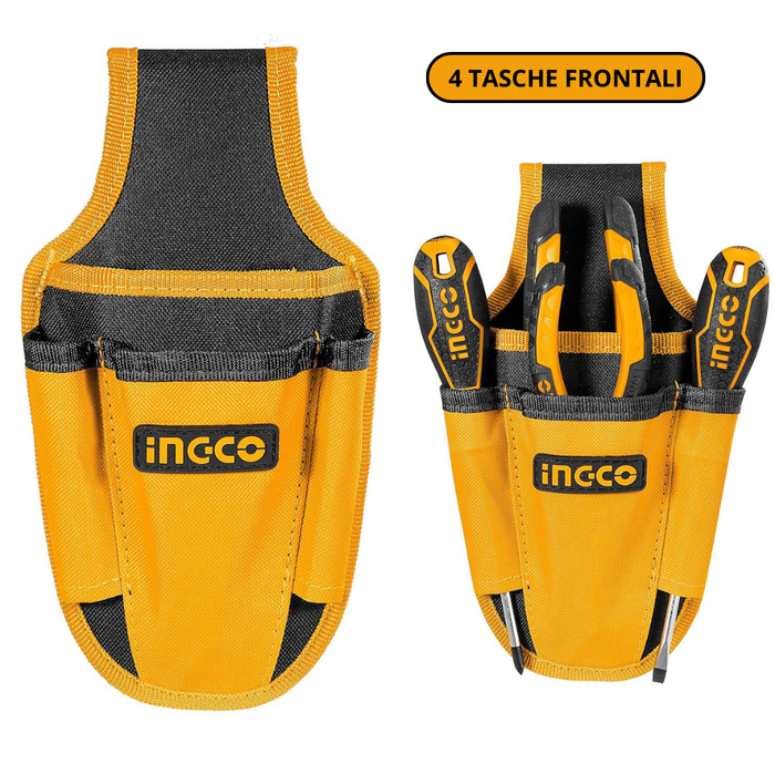 Fodero porta attrezzi utensili telefono 4 tasche frontali passante cintura