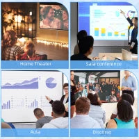 Telo per Proiettore 100" Rapporto 16:9, Fissaggio a Muro e Soffitto per Casa e Ufficio, Bianco