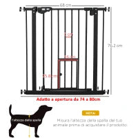 Cancelletto per Cani Estensibile con Fissaggio a Pressione e Chiusura Automatica, 68x76.2 cm, Nero