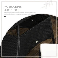 Set da Giardino con Tavolo e 4 Sedie da Esterno in Acciaio e Rattan PE, Nero