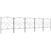 Recinzione Esterna a 5 Pannelli in Metallo con Paletti, 305x62 cm, Nera