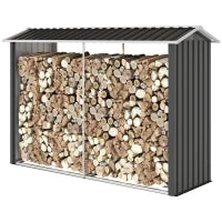 Legnaia con Struttura in Acciaio Galvanizzato e Base rialzata, 240x 86x160cm, Nero