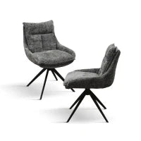 PAZZO DESIGN Sedia Biagio Grigio set da 2 sedie con rivestimento in tessuto e gambe in metallo