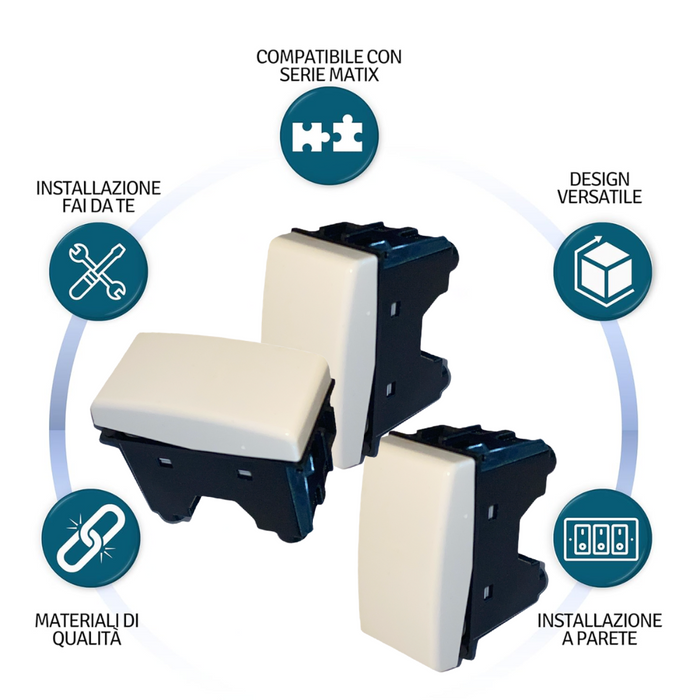Biesse kit deviatori unipolari con spia 16a compatibili serie matix bticino *** numero pezzi 3, confezione 1