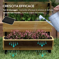 Fioriera da Esterno a 3 Livelli con 5 Strutture in Legno di Abete con Fori di Drenaggio, 75x78x77 cm