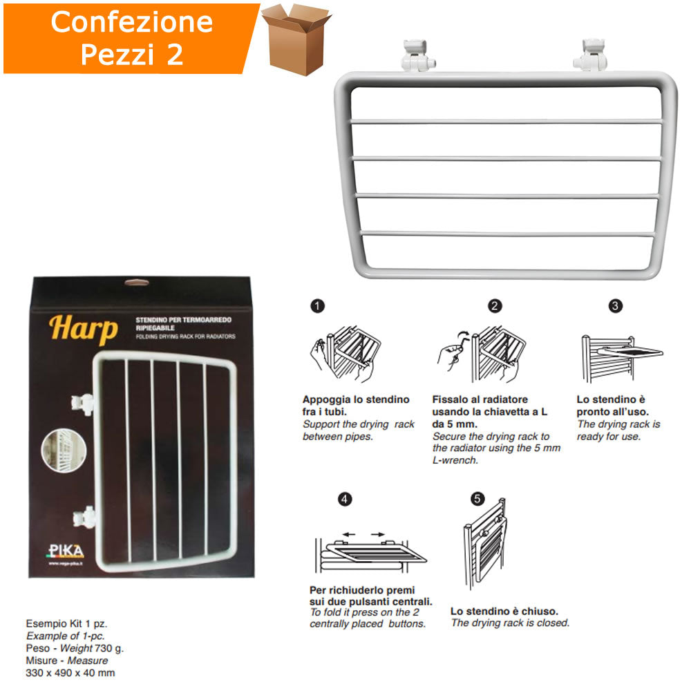 Stendibiancheria per termoarredo universale pezzi 2 per radiatore ripiegabile bianco