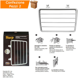 Stendibiancheria per termoarredo universale pezzi 2 per radiatore ripiegabile bianco