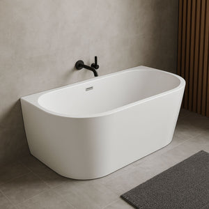 Vasca da bagno filo parete semicircolare acrilico bianco lucido 150 x 80 x 58 cm *** confezione 1