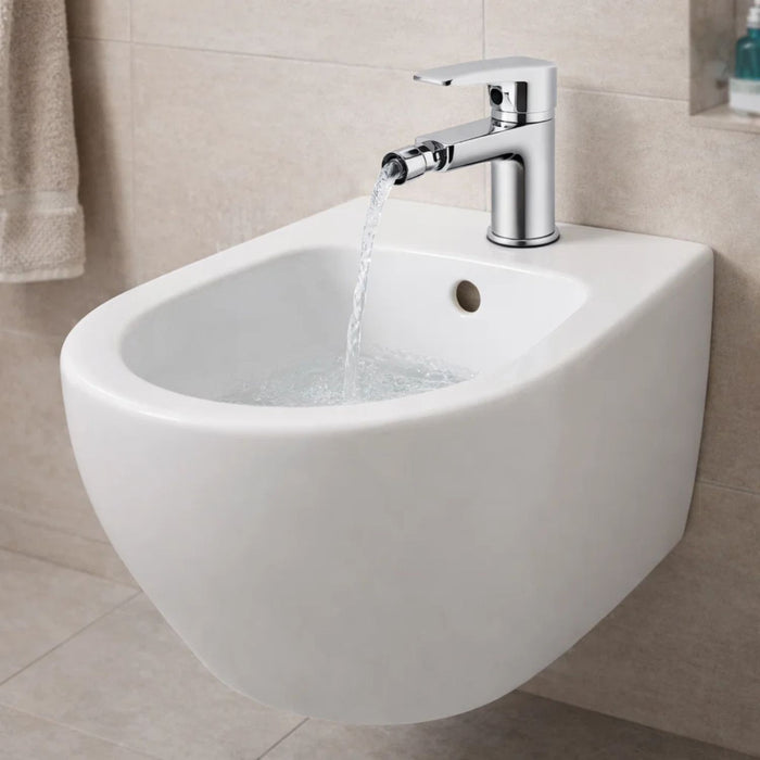 Miscelatore rubinetto america per bidet in ottone colore cromato con piletta *** confezione 1