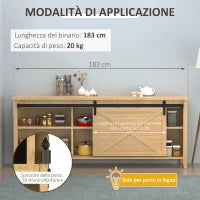 Kit per Porta Scorrevole in Legno con Binario 200cm e Portata 20kg, Nero